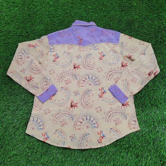Vintage 80s Wrangler Snap Shirt Womens XL 22x29 Ranchwear - Picture 2 of 11